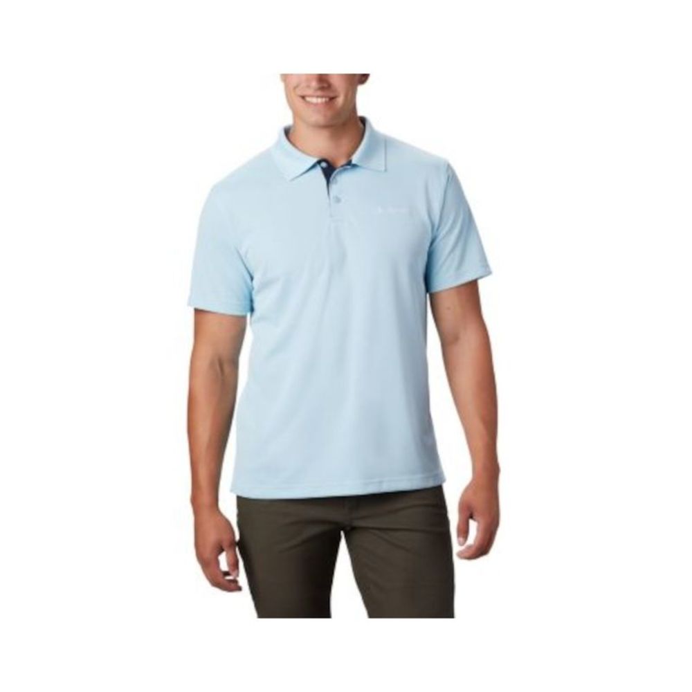 COLUMBIA SPORTSWEAR CO. Mens Light Blue Moisture Wicking Polo S